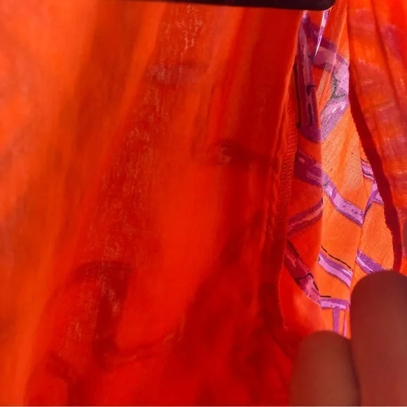 Jude‎ Connally dress small cotton tiered orange print gauzy India shift boho - Picture 12 of 13